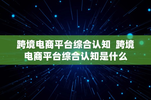 跨境电商平台综合认知  跨境电商平台综合认知是什么