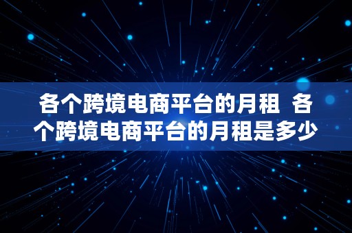 各个跨境电商平台的月租  各个跨境电商平台的月租是多少