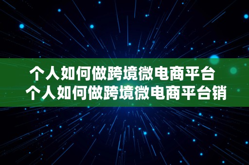 个人如何做跨境微电商平台  个人如何做跨境微电商平台销售