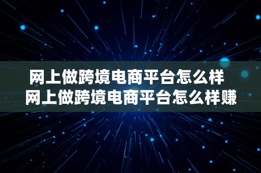 网上做跨境电商平台怎么样  网上做跨境电商平台怎么样赚钱