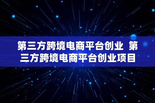 第三方跨境电商平台创业  第三方跨境电商平台创业项目