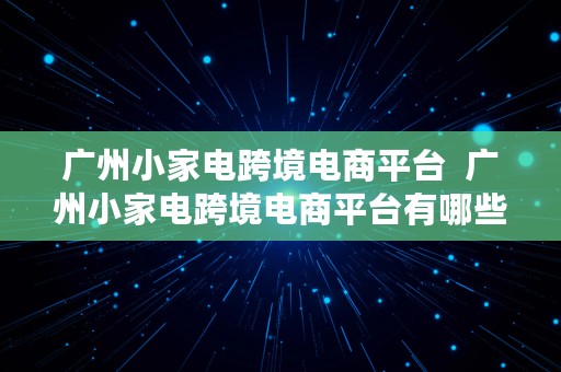 广州小家电跨境电商平台  广州小家电跨境电商平台有哪些