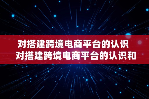 对搭建跨境电商平台的认识  对搭建跨境电商平台的认识和看法