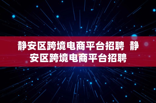 静安区跨境电商平台招聘  静安区跨境电商平台招聘