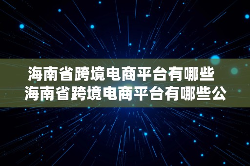 海南省跨境电商平台有哪些  海南省跨境电商平台有哪些公司