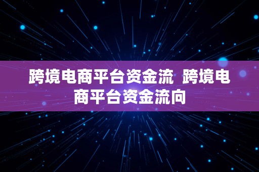 跨境电商平台资金流  跨境电商平台资金流向