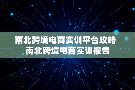 南北跨境电商实训平台攻略  南北跨境电商实训报告