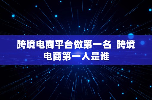 跨境电商平台做第一名  跨境电商第一人是谁