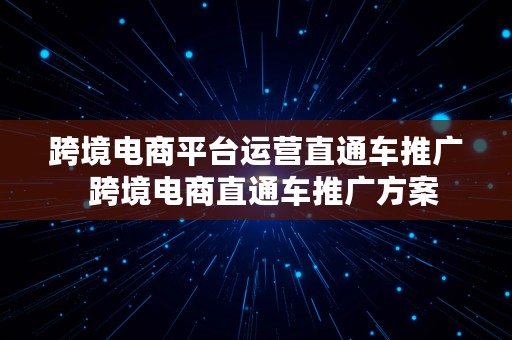 跨境电商平台运营直通车推广  跨境电商直通车推广方案