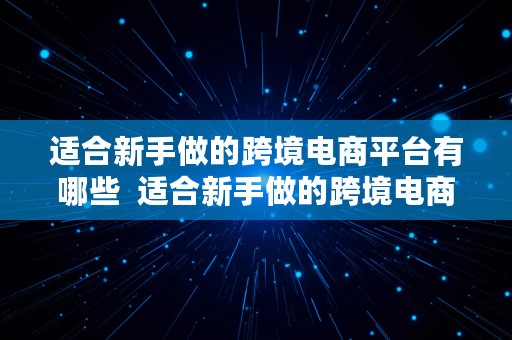 适合新手做的跨境电商平台有哪些  适合新手做的跨境电商平台有哪些公司