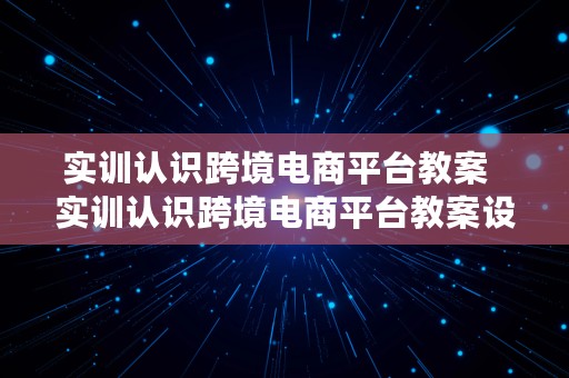 实训认识跨境电商平台教案  实训认识跨境电商平台教案设计