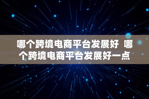 哪个跨境电商平台发展好  哪个跨境电商平台发展好一点