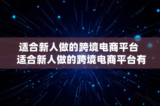 适合新人做的跨境电商平台  适合新人做的跨境电商平台有哪些