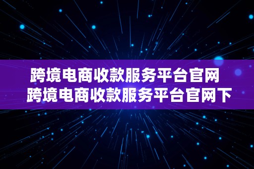 跨境电商收款服务平台官网  跨境电商收款服务平台官网下载