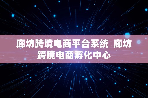 廊坊跨境电商平台系统  廊坊跨境电商孵化中心