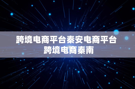 跨境电商平台秦安电商平台  跨境电商秦南