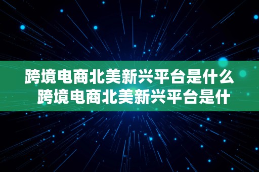 跨境电商北美新兴平台是什么  跨境电商北美新兴平台是什么公司