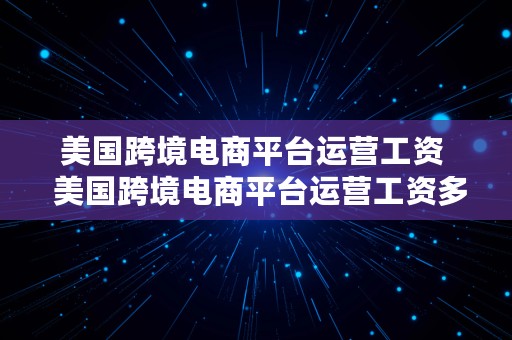 美国跨境电商平台运营工资  美国跨境电商平台运营工资多少