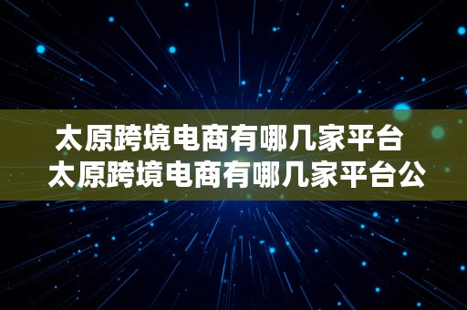 太原跨境电商有哪几家平台  太原跨境电商有哪几家平台公司