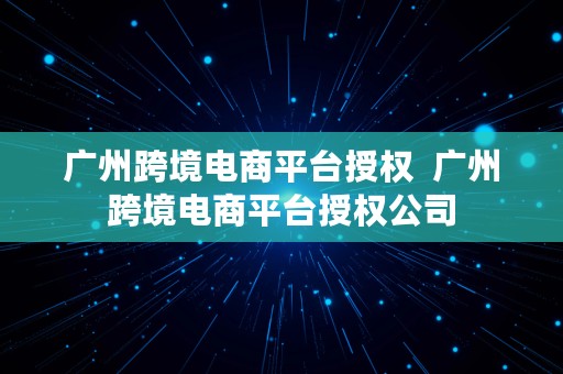 广州跨境电商平台授权  广州跨境电商平台授权公司