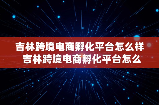 吉林跨境电商孵化平台怎么样  吉林跨境电商孵化平台怎么样啊