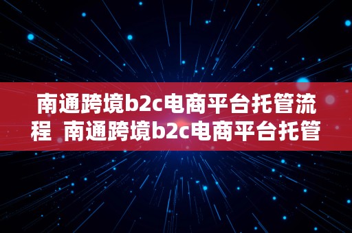 南通跨境b2c电商平台托管流程  南通跨境b2c电商平台托管流程图