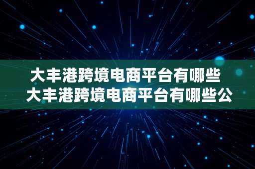 大丰港跨境电商平台有哪些  大丰港跨境电商平台有哪些公司