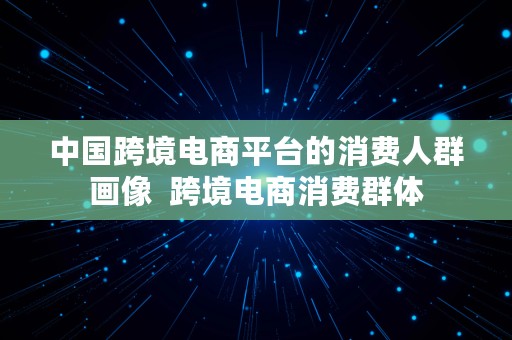 中国跨境电商平台的消费人群画像  跨境电商消费群体