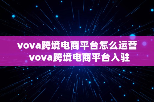 vova跨境电商平台怎么运营  vova跨境电商平台入驻