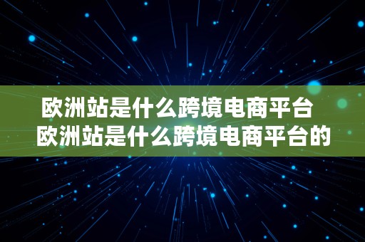 欧洲站是什么跨境电商平台  欧洲站是什么跨境电商平台的