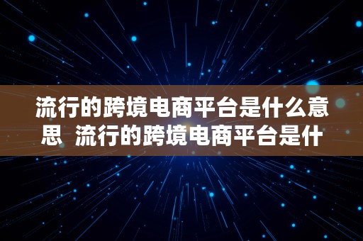 流行的跨境电商平台是什么意思  流行的跨境电商平台是什么意思啊