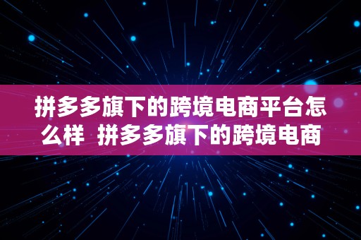 拼多多旗下的跨境电商平台怎么样  拼多多旗下的跨境电商平台怎么样啊