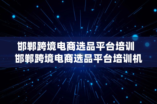 邯郸跨境电商选品平台培训  邯郸跨境电商选品平台培训机构