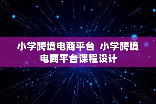 小学跨境电商平台  小学跨境电商平台课程设计