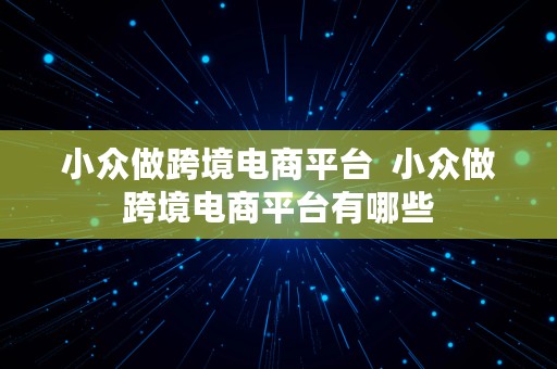 小众做跨境电商平台  小众做跨境电商平台有哪些