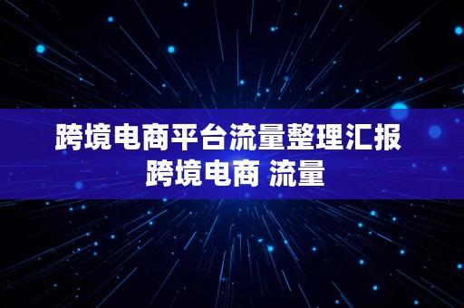 跨境电商平台流量整理汇报  跨境电商 流量