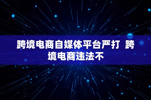 跨境电商自媒体平台严打  跨境电商违法不