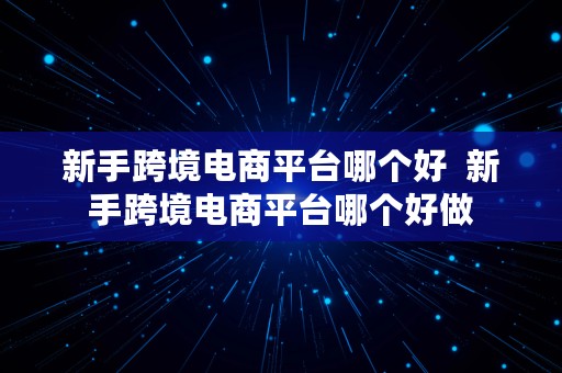 新手跨境电商平台哪个好  新手跨境电商平台哪个好做