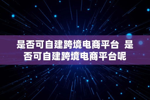 是否可自建跨境电商平台  是否可自建跨境电商平台呢