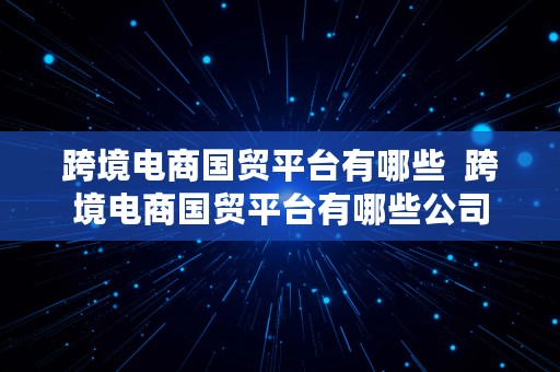 跨境电商国贸平台有哪些  跨境电商国贸平台有哪些公司