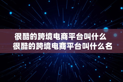 很酷的跨境电商平台叫什么  很酷的跨境电商平台叫什么名字