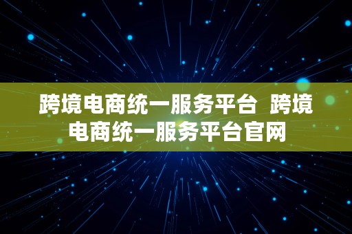 跨境电商统一服务平台  跨境电商统一服务平台官网