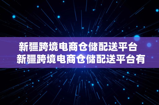 新疆跨境电商仓储配送平台  新疆跨境电商仓储配送平台有哪些