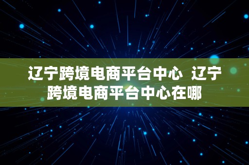 辽宁跨境电商平台中心  辽宁跨境电商平台中心在哪