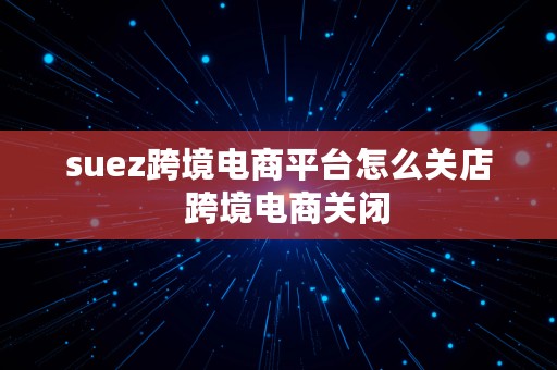 suez跨境电商平台怎么关店  跨境电商关闭