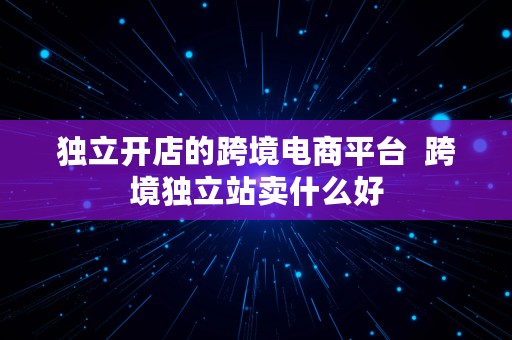 独立开店的跨境电商平台  跨境独立站卖什么好