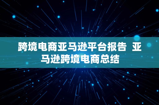 跨境电商亚马逊平台报告  亚马逊跨境电商总结