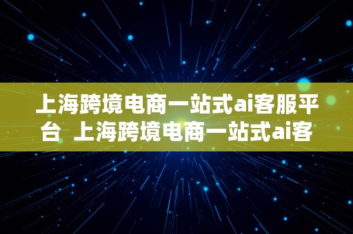 上海跨境电商一站式ai客服平台  上海跨境电商一站式ai客服平台官网