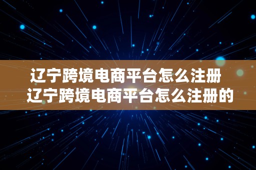 辽宁跨境电商平台怎么注册  辽宁跨境电商平台怎么注册的