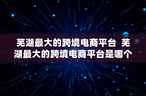 芜湖最大的跨境电商平台  芜湖最大的跨境电商平台是哪个